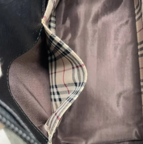 Auth Burberry Leather Black Nova Check Pattern Tubular Bag - Picture 15 of 16